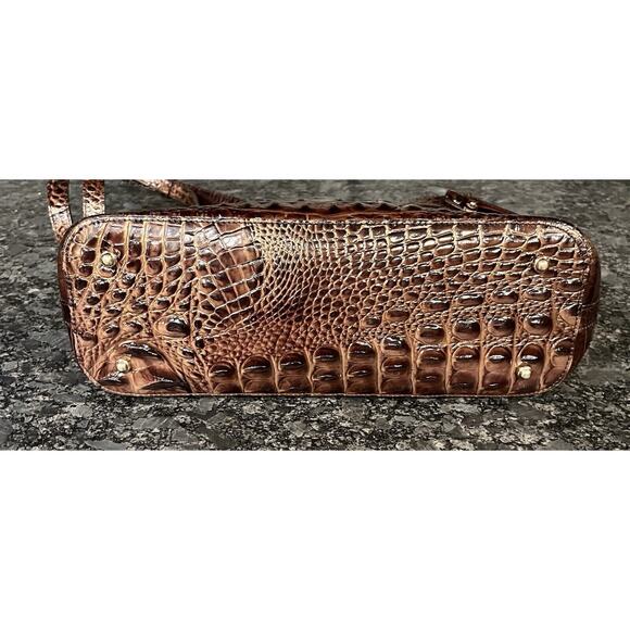 Brahmin Mini Asher Satchel Pecan Melbourne Croc Embossed Crossbody/Double Handle - Picture 5 of 12